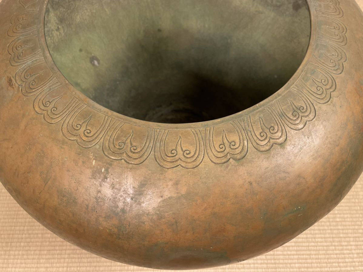 旧家整理品 時代物 清時代 大清乾隆年製 香炉 水盛 銅器 青銅 銅器 希少品 約19.8kg の画像7