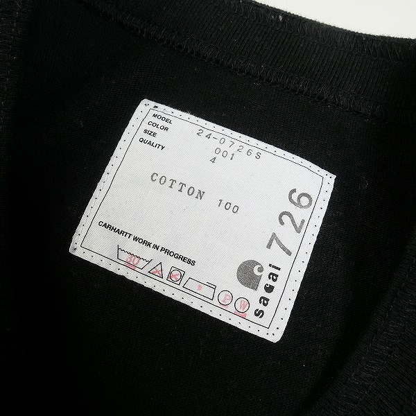 sacai サカイ ×Carhartt L/S T-Shirt ロンT 黒 Size 【4】 【中古品-良い】 20793445_画像6