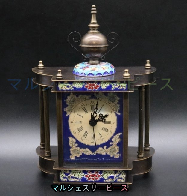 置き時計　西洋時計　トレロ　機械時計　美術品　景泰藍　新品未使用　ゼンマイ式　工芸品Y38026_画像1