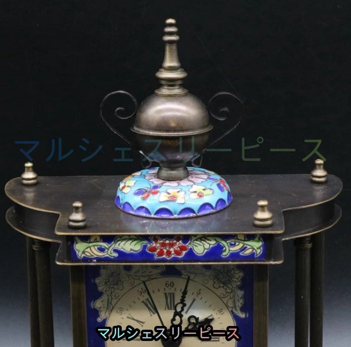 置き時計 西洋時計 トレロ 機械時計 美術品 景泰藍 新品未使用 ゼンマイ式 工芸品Y38026の画像6