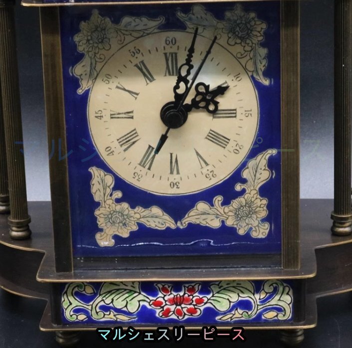 置き時計 西洋時計 トレロ 機械時計 美術品 景泰藍 新品未使用 ゼンマイ式 工芸品Y38026の画像7