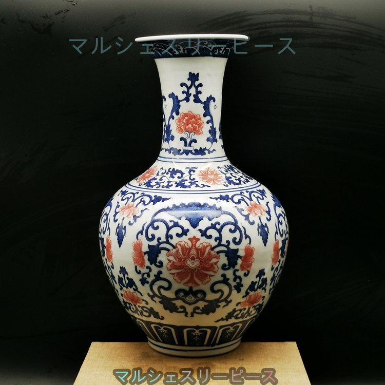 極美品 ！ 青花 花紋 花瓶 花柄 陶磁器 観賞　置物 中国陶磁 収蔵品 鑑賞　中国美術品 景徳鎮 収蔵 コレクションY38015_画像2