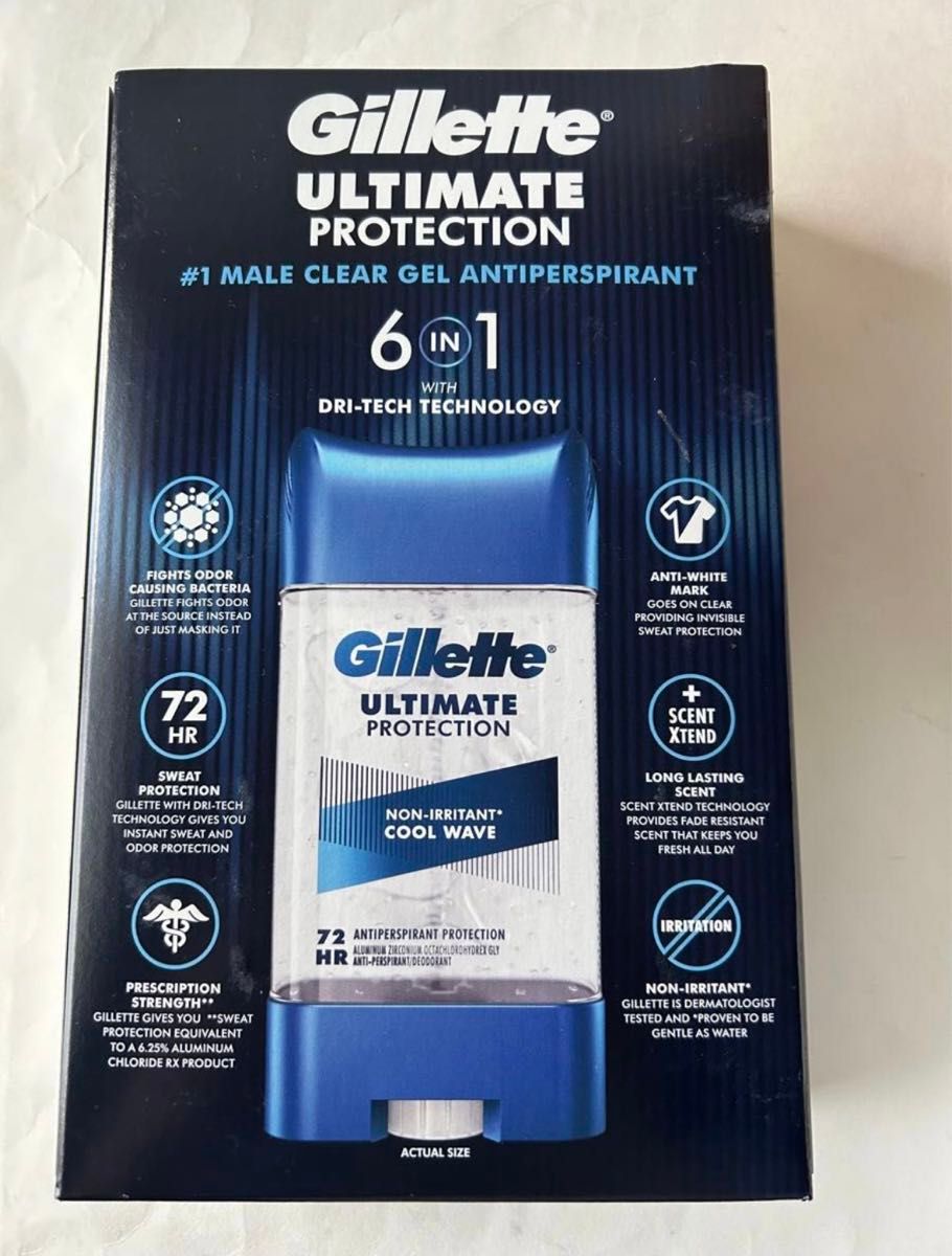 Gillette ジレット メンズ デオドラント 制汗剤【107g x 2個】72時間持続 クールウェーブ クリア ジェル USA