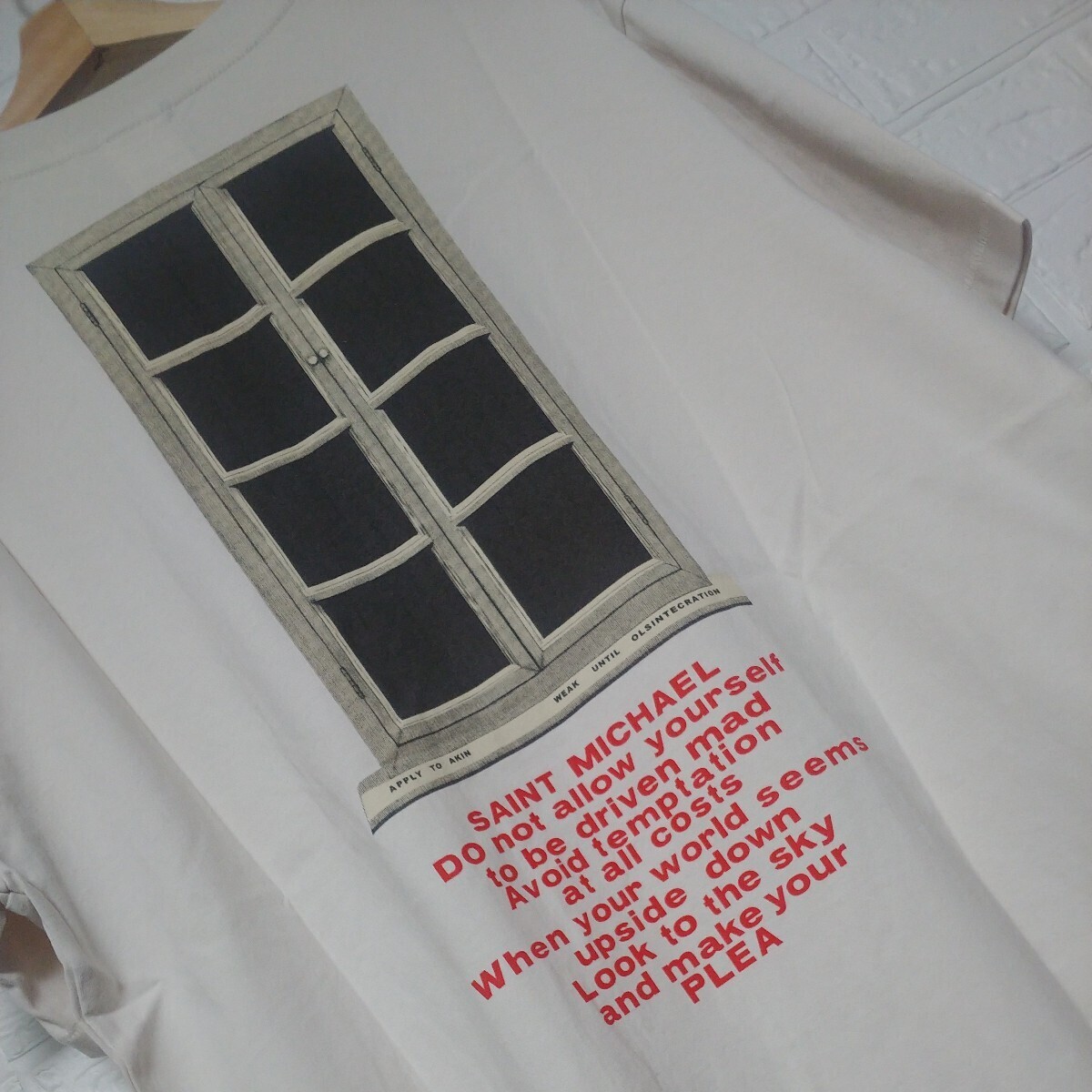 SAINT MICHAEL セントマイケル Tシャツ ブランドロゴ クルーネックTシャツ DOOR TEE 21SS アイボリー ホワイト M トップス 半袖の画像3