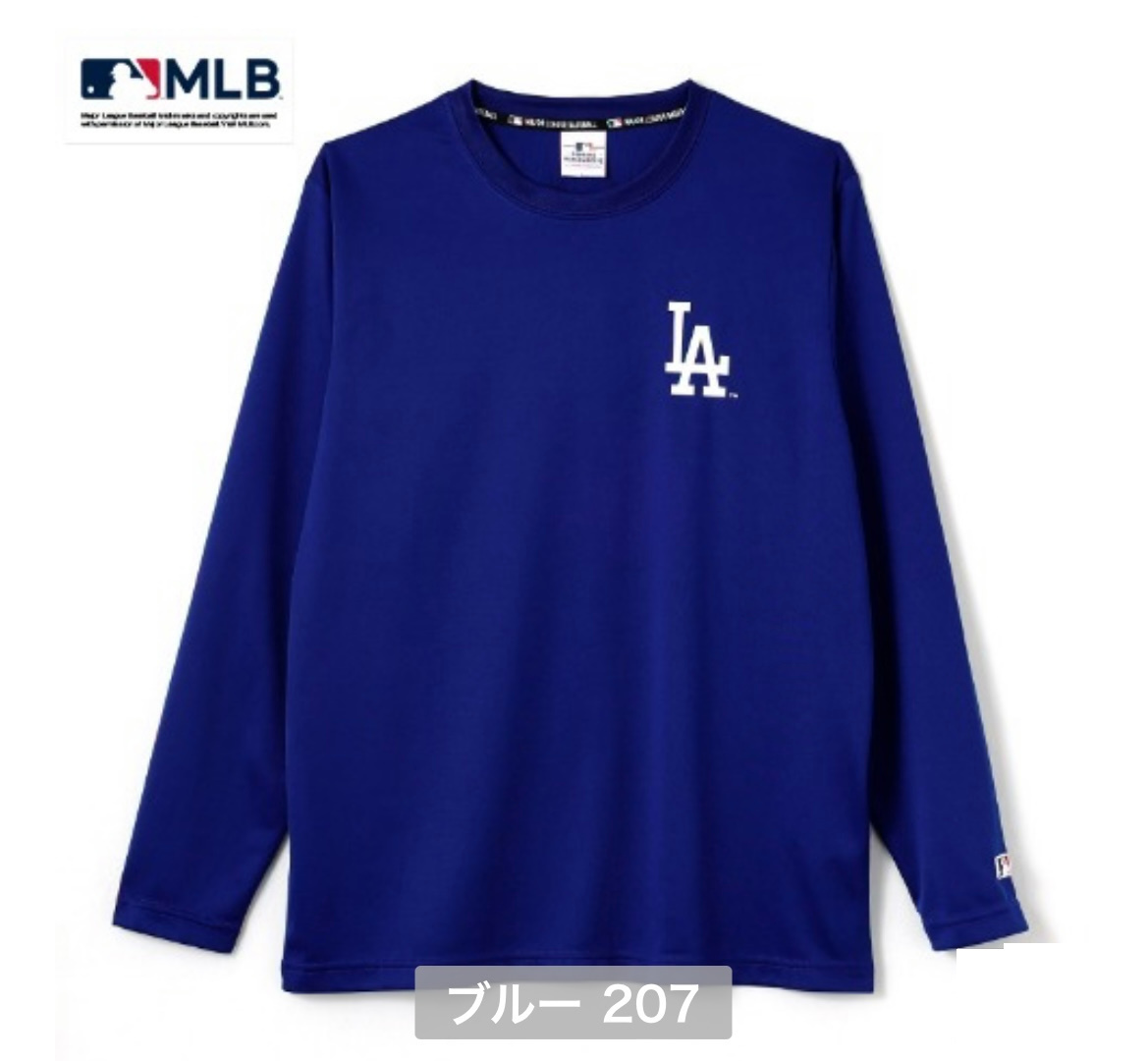 MLB ロサンゼルス・ドジャース 長袖 Tシャツ ロンT メッシュ 速乾 ドライ ブルー Mサイズ 大谷翔平 山本由伸の画像1