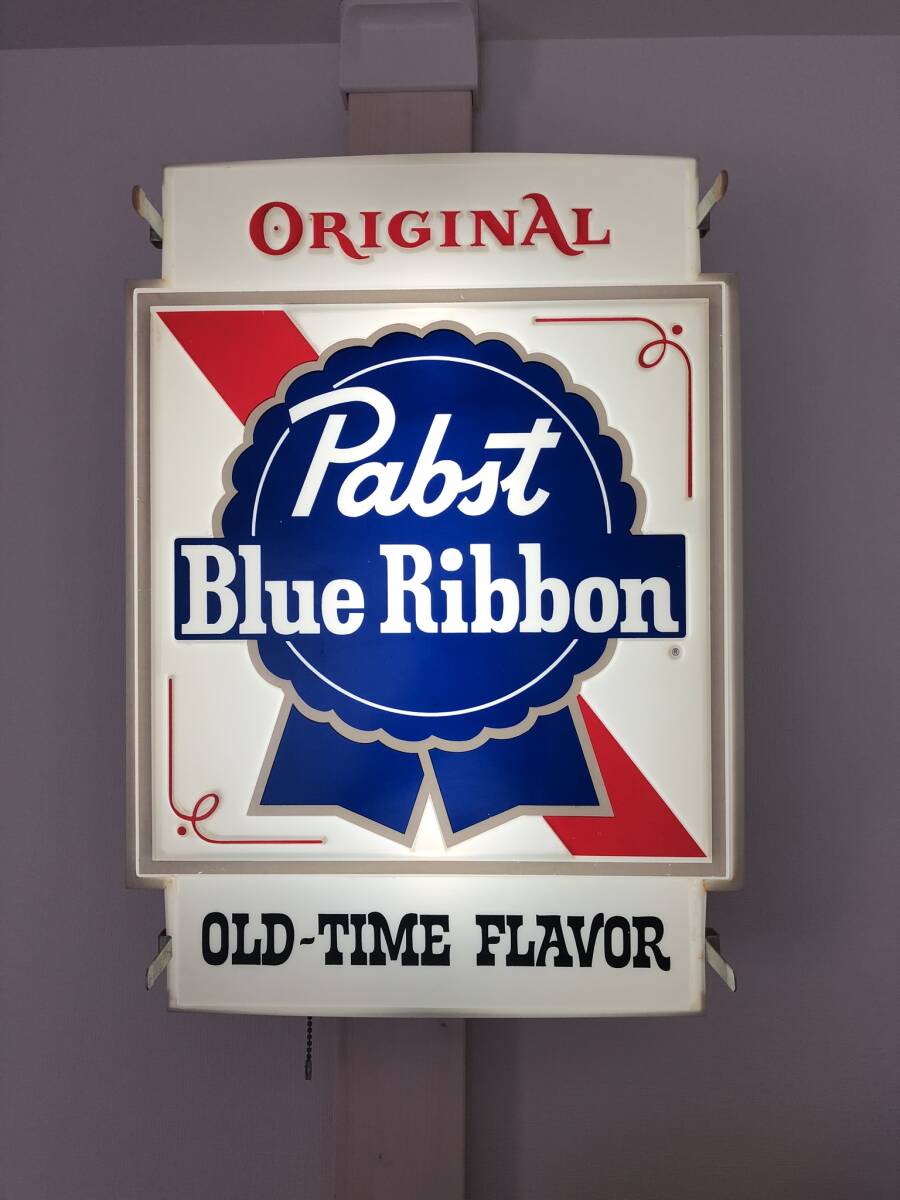 作動OK 極希少 70's パブスト Pabst Blue Ribbon ビール ライトBUD RIGHTバドワイザー ランプ ビンテージ アメリカン テンダーロインの画像1