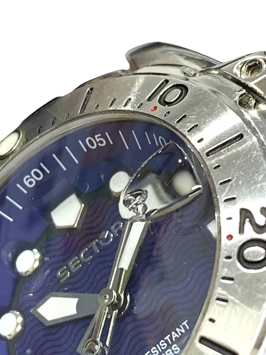 1148-1297 * presently immovable 1 jpy start * SECTOR 600 Sector diver watch 26.53.157.035 quarts 200m waterproof blue face lock watch stem 