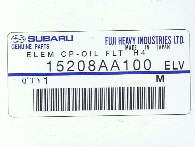  Subaru оригинальный масляный фильтр 15208-AA100