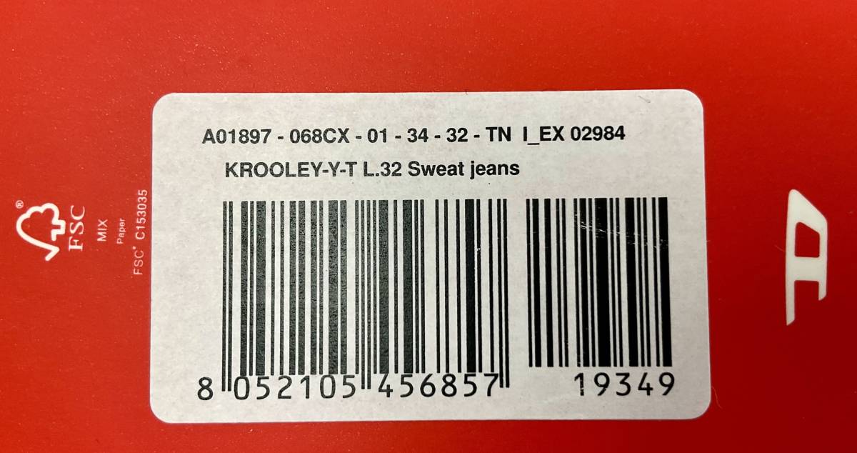 ディーゼル　ジョグ ジーンズ 2124　サイズ34　新品 タグ付　DIESEL　KROOLEY　A01897 068CX Jogg Jeans テーパード フィット ドローコード_A01897 068CX　KROOLEY Jogg Jeans