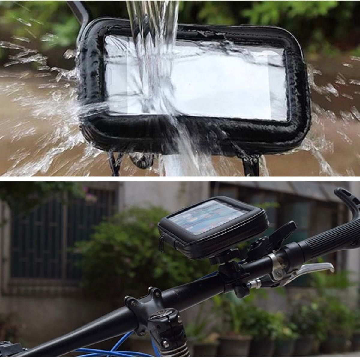 スマホホルダー ケース 防水 自転車 バイク スクーター 原付 フルカバー スマホ 360度  タッチパネル対応 ナビ 固定