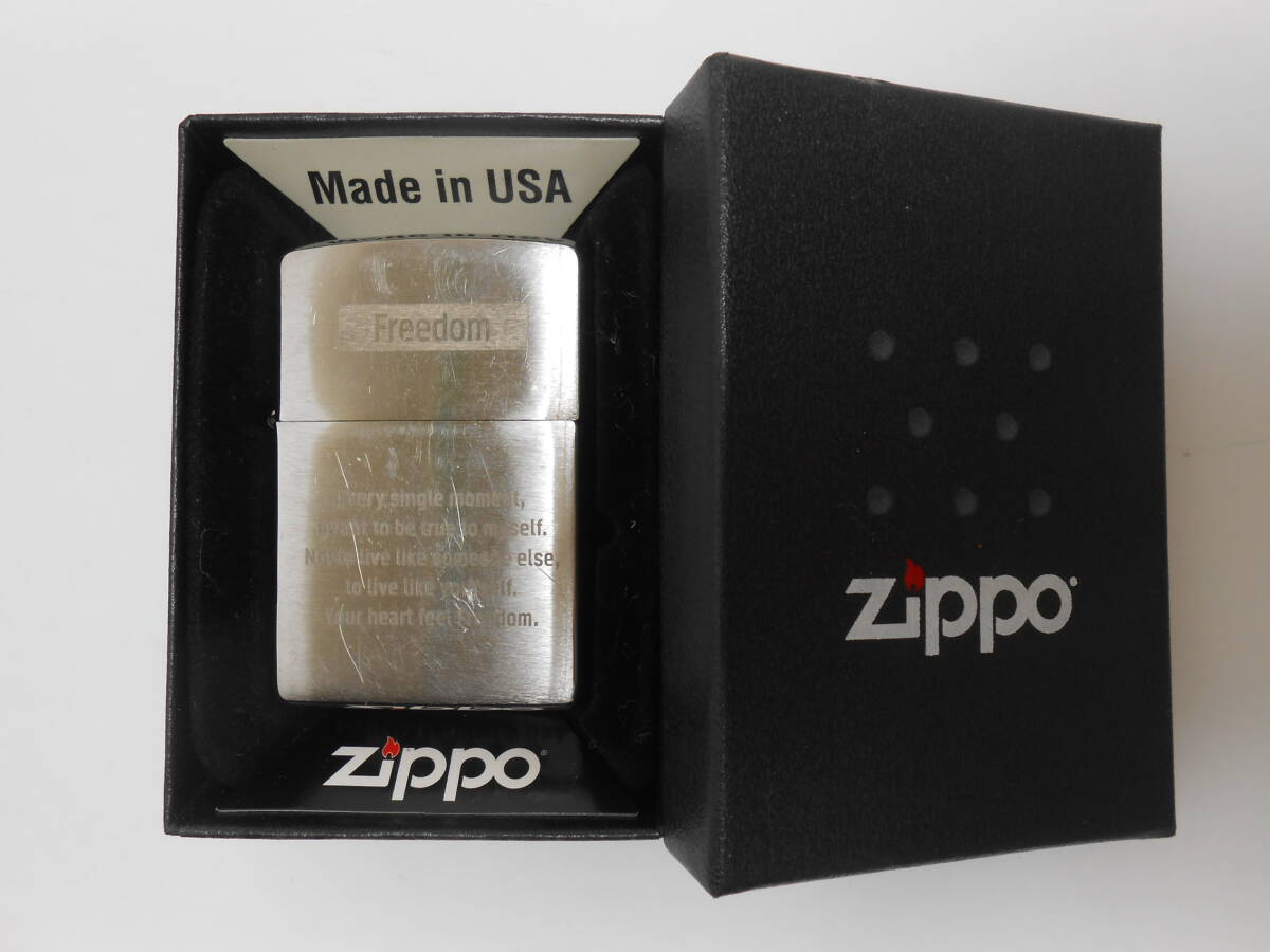 ∞1 ZIPPO オイルライター Winston Freedom ウィンストン フリーダム 火花のみ確認 着火未確認 現状品 箱付 喫煙具 ジッポー ロゴの画像1