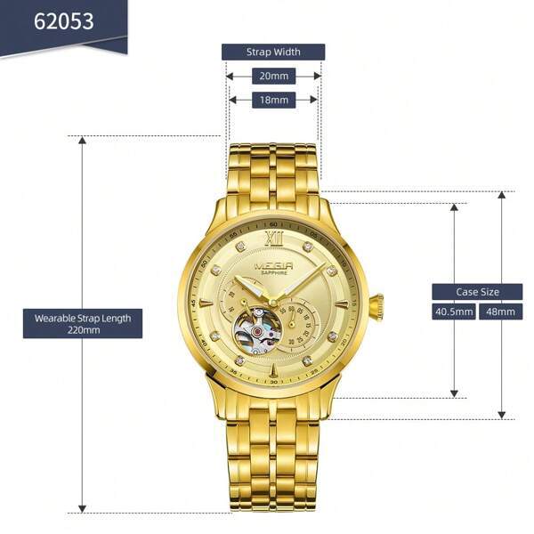 腕時計 メンズ 機械式 メガー メンズ腕時計 ビジネススタイル 自動巻き ウォータープルーフ ステンレススチール 正規品_画像7