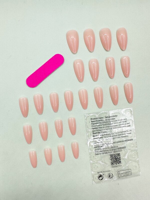 Nail Chip Daily Mini Malist Style Light Nude Prap Ontail, 24 Mid -Mid Classic Pure Color Mild Nail Ch ch