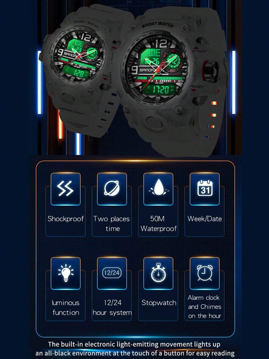 腕時計 レディース デジタル ラグジュアリーブランド スポーツ ウォッチ レディース アウトドア デジタル 腕時計 マルチ機能 ク_画像6