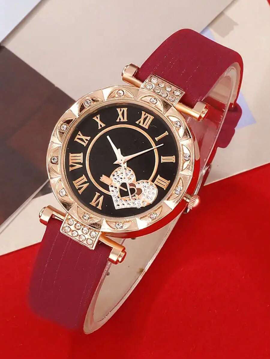 腕時計 レディース セット 女性用腕時計　6本セット　輝くラインストーン＆クリスタル　レザーブレスレット　バレンタインデーにぴった_画像3