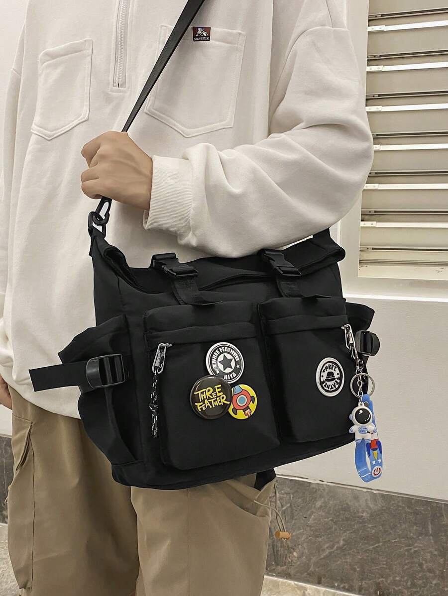 レディース バッグ ショルダーバッグ 軽量、ビジネスカジュアルミディアムメッセンジャーバッグリリースバックル装飾、バッグチャームと_画像1