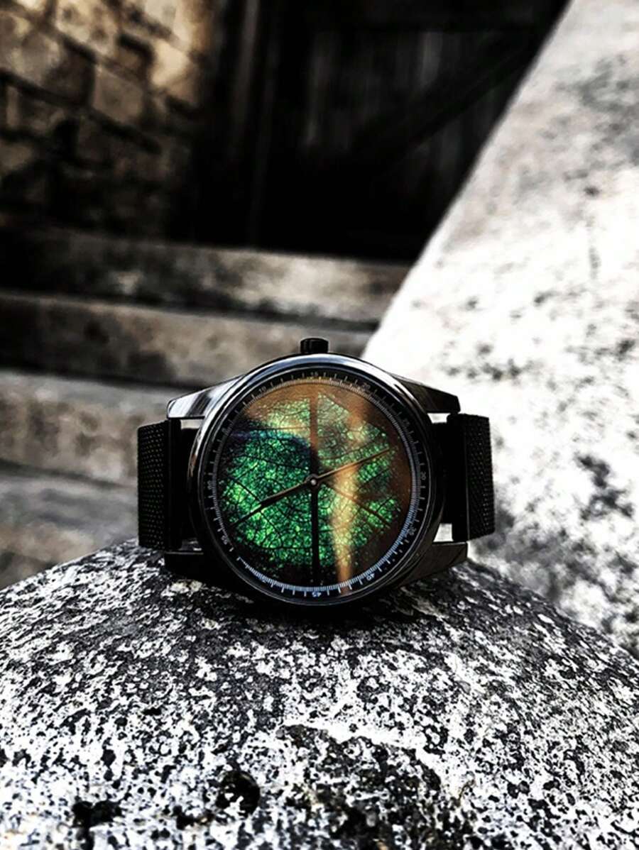 腕時計 メンズ クォーツ 腕時計 男性用 切り株 レザーベルト 自然主義 3プリント ベジタル模様_画像4