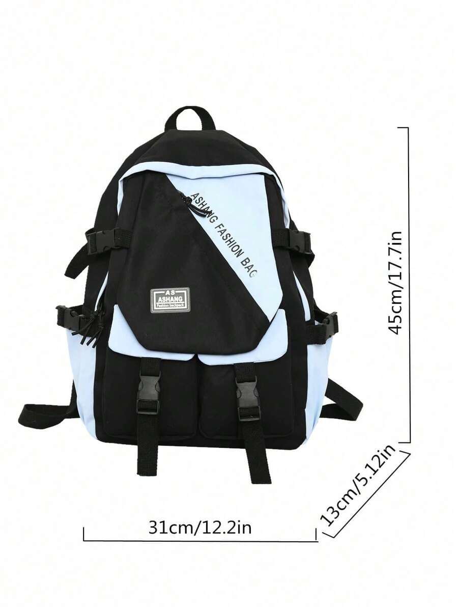 レディース バッグ バックパック 女性用バックパック ナイロン 防水 学校 旅行用 ブラックとブルー 補強 加工 キャンパスバッグ_画像6