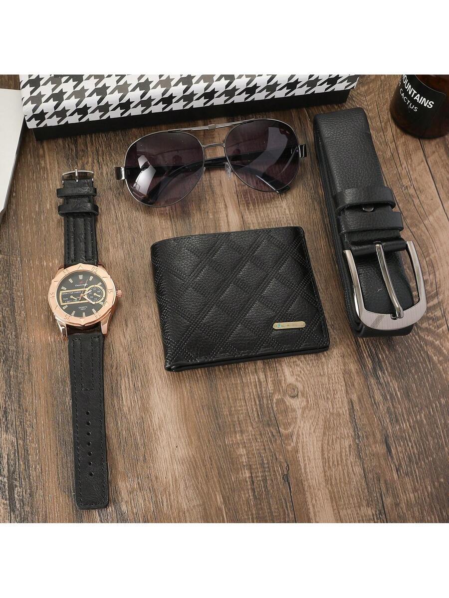 腕時計 メンズ セット メンズギフトセット：おしゃれで個性的な腕時計、メガネ、ベルト、財布がセットになったアイテム。彼氏への素晴ら_画像3