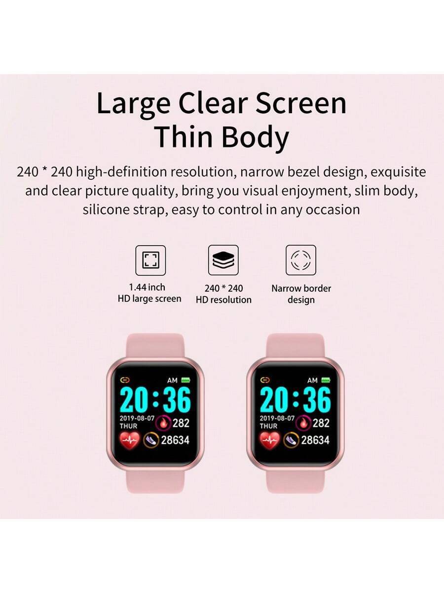 腕時計 レディース デジタル ピンクシリコンウォッチバンド付きマルチ機能電子腕時計、女の子向け、1.44インチタッチスクリーン、充_画像3