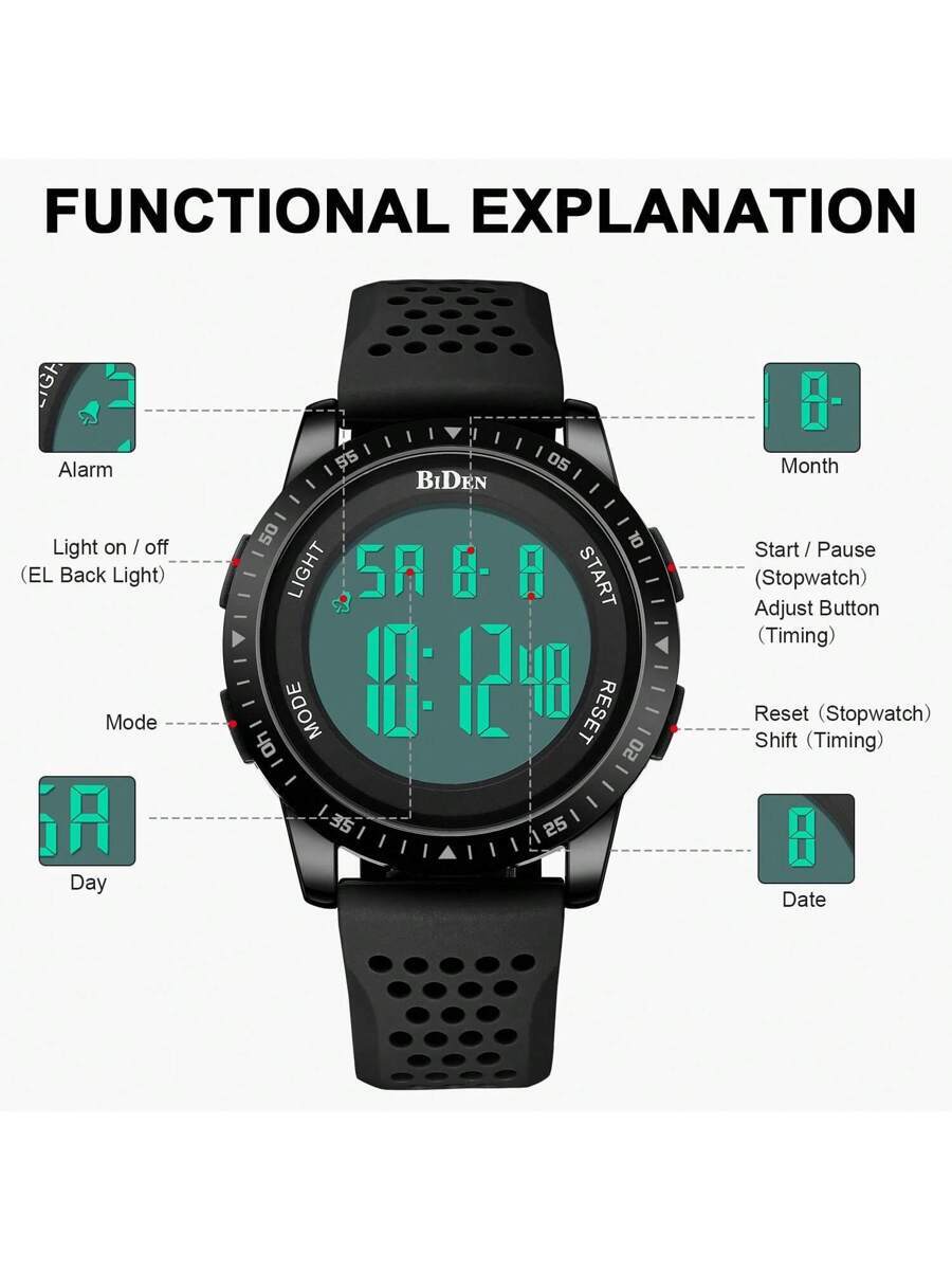 腕時計 メンズ デジタル メンズ アウトドア 多機能 スポーツ腕時計 防水 デジタルウォッチ 1個入り_画像3