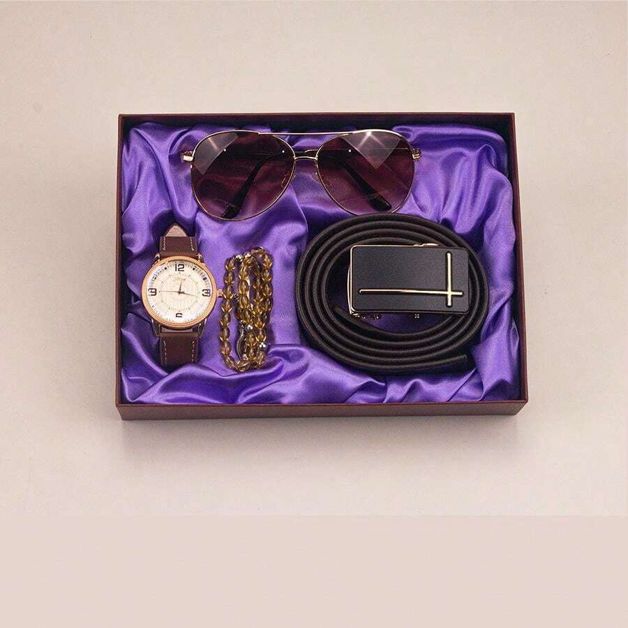 腕時計 メンズ セット 父の日の贈り物に最適なギフトボックスセット、おしゃれでシンプルなベルト、トレンディーなメガネ、ビジネスウォ_画像5