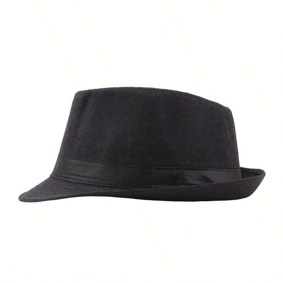 メンズ アクセサリー 帽子 英国風ビンテージメンズトップハット 1個、シンプルで無地のイングリッシュジャズハット、リネン風ビーチサ_画像5