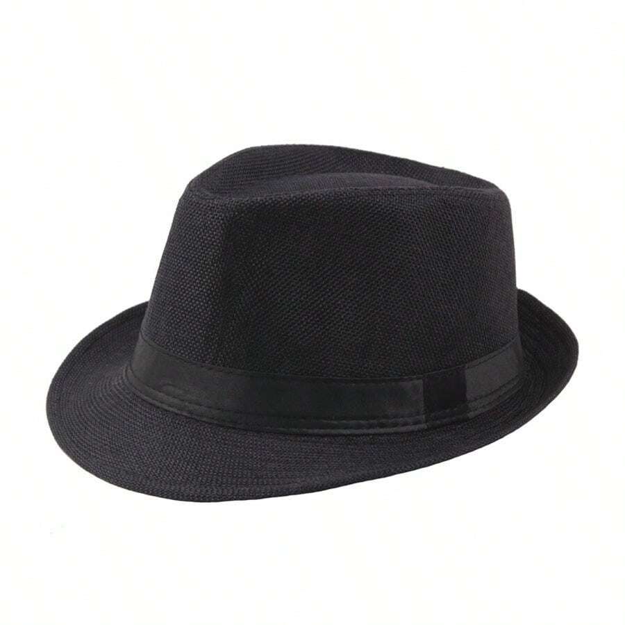 メンズ アクセサリー 帽子 英国風ビンテージメンズトップハット 1個、シンプルで無地のイングリッシュジャズハット、リネン風ビーチサ_画像2