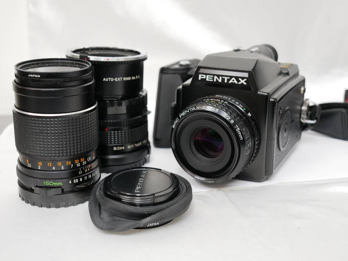 #7591 PENTAX645 75mm F2.8 150mm F4 MC6 ring ペンタックス 中判フィルムカメラの画像1