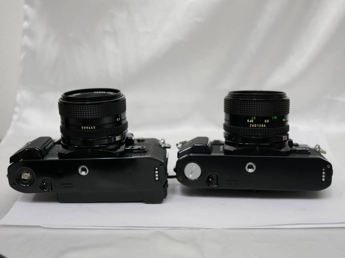 #0744 Canon A-1 2台 FD 28mm F2.8 50mm F1.4 キャノン 一眼レフフィルムカメラの画像2