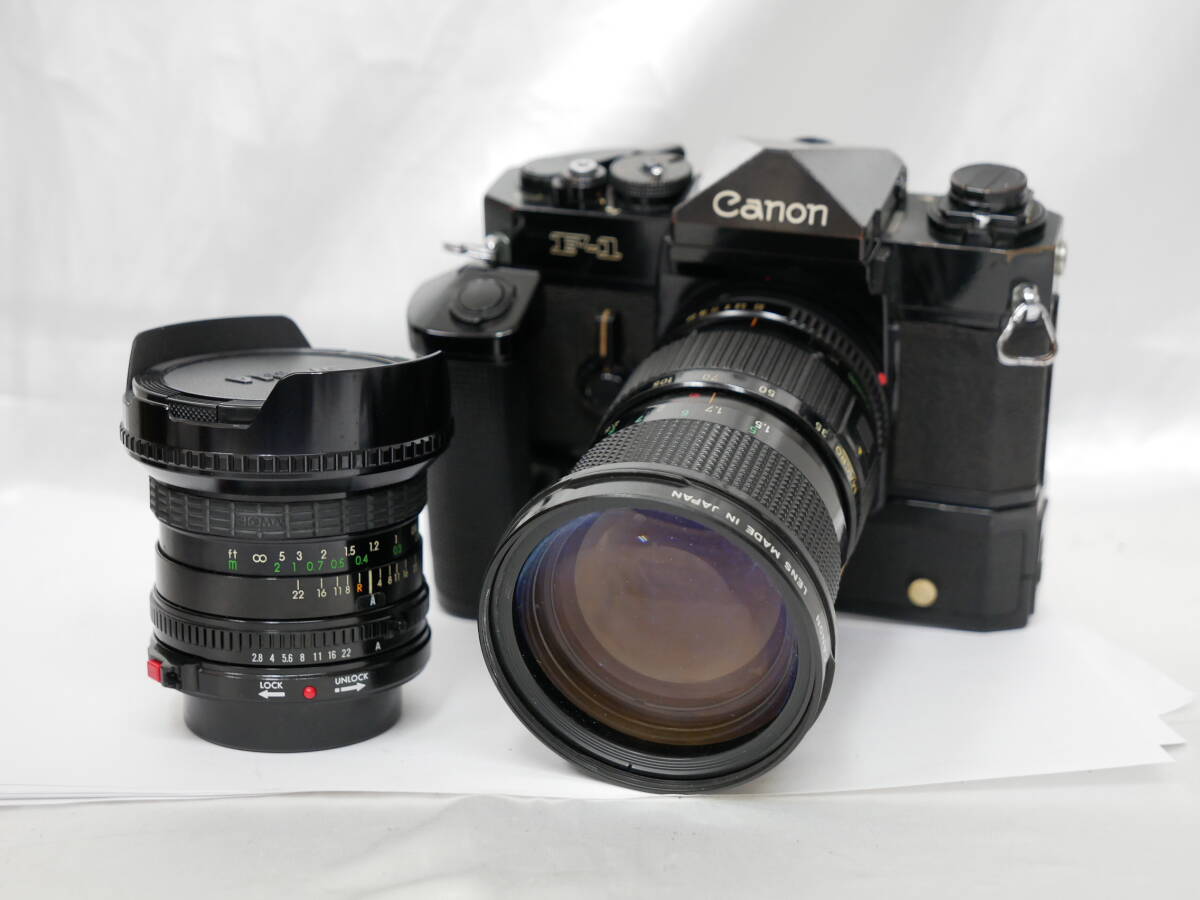 #7096 Canon F-1 FD 35-105mm F3.5 sigma ultra-wide 18mm F2.8 キャノン アイレベル 一眼レフフィルムカメラの画像1