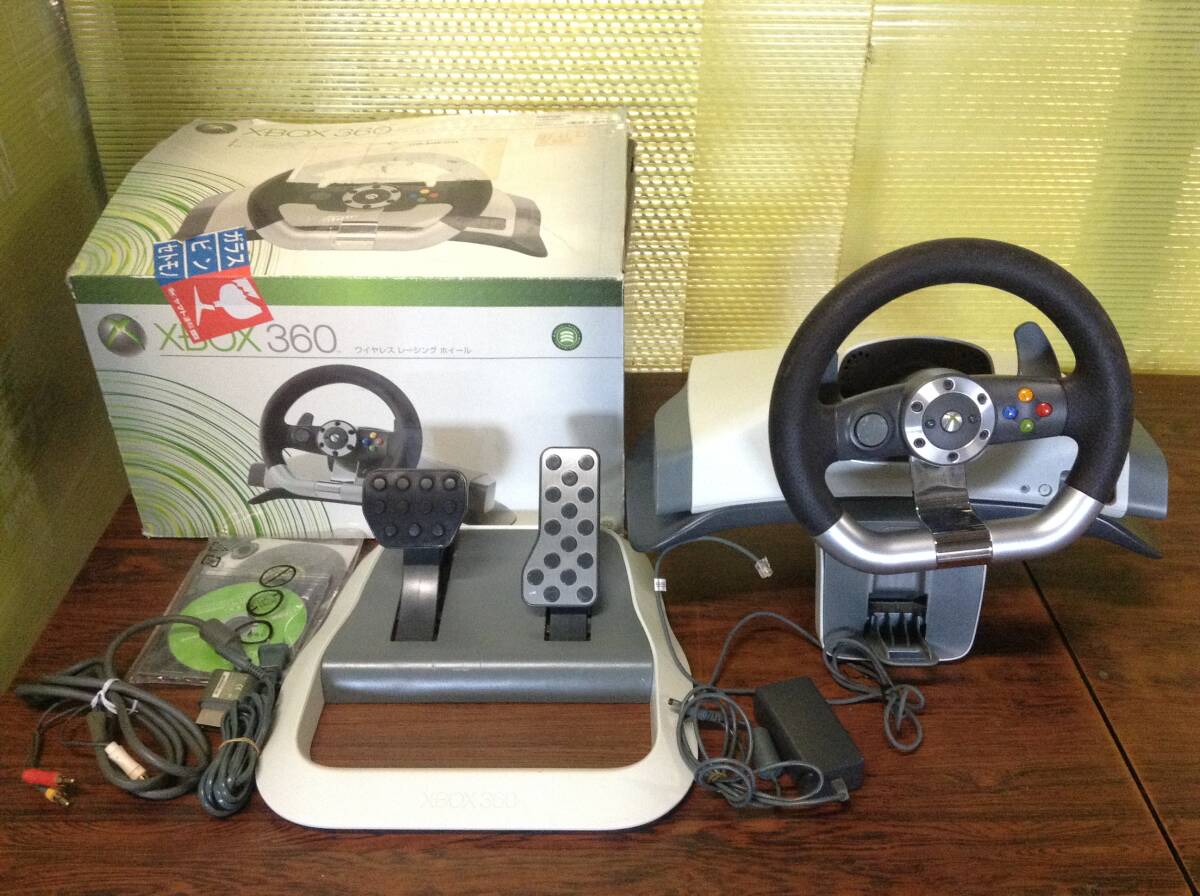 Microsoft Xbox360 Xbox Wireless Racing Wheel tested マイクロソフト Xbox360 ワイヤレス レーシング ホイール 動作確認済 B714の画像2