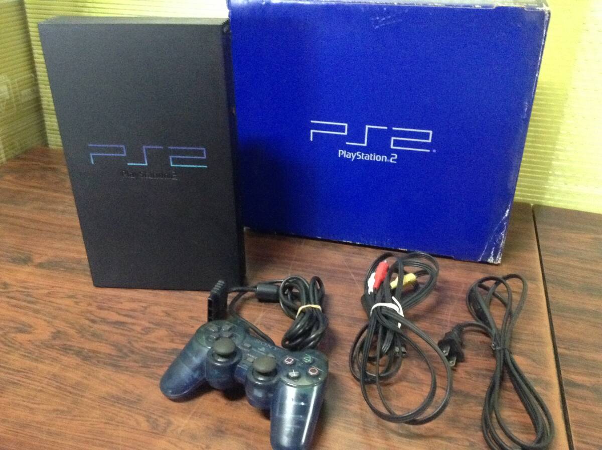 SONY PlayStation2 PS2 console SCPH-10000 controller set w/box tested ソニー プレステ2 本体 コントローラ 箱付 動作確認済 D613Oの画像1