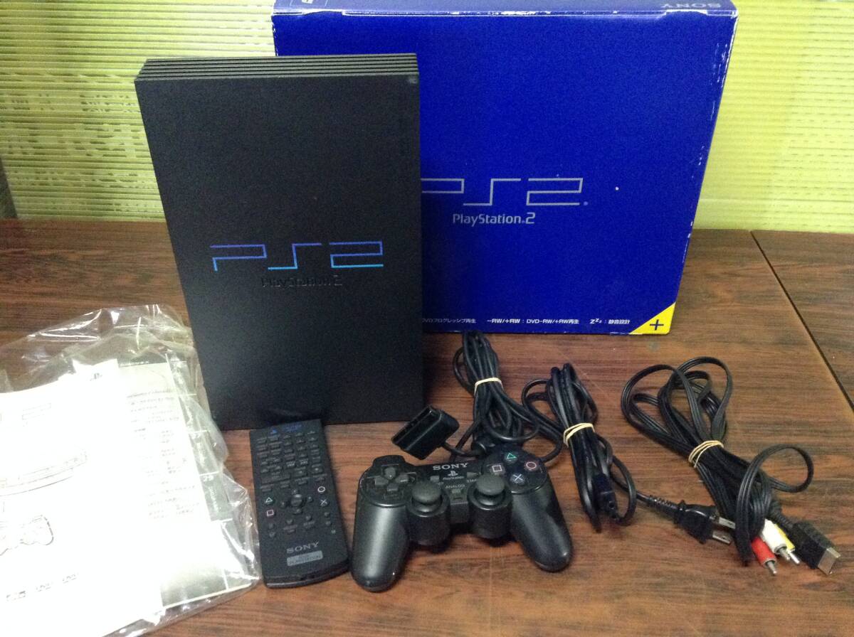 SONY PlayStation2 PS2 console SCPH-50000 controller set w/box tested ソニー プレステ2 本体 コントローラ 箱付 動作確認済 D614Oの画像1