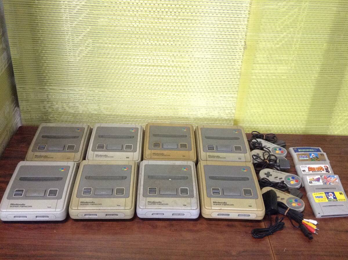 Nintendo Super Famicom 8consoles 4controllers 5games tested 任天堂 スーパーファミコン 本体8台 コントローラ4台 ゲーム５本動作確認済の画像1