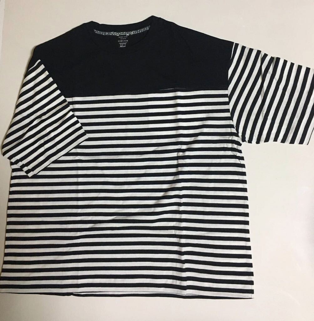 NUMBER NINE PANEL STRIPED OVER T-SHIRT 新品 4 ナンバーナイン ボーダー Tシャツ WHITE BLACK BIG T オーバーサイズ border 半袖_画像1