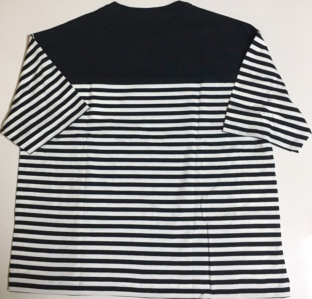 NUMBER NINE PANEL STRIPED OVER T-SHIRT 新品 4 ナンバーナイン ボーダー Tシャツ WHITE BLACK BIG T オーバーサイズ border 半袖_画像3