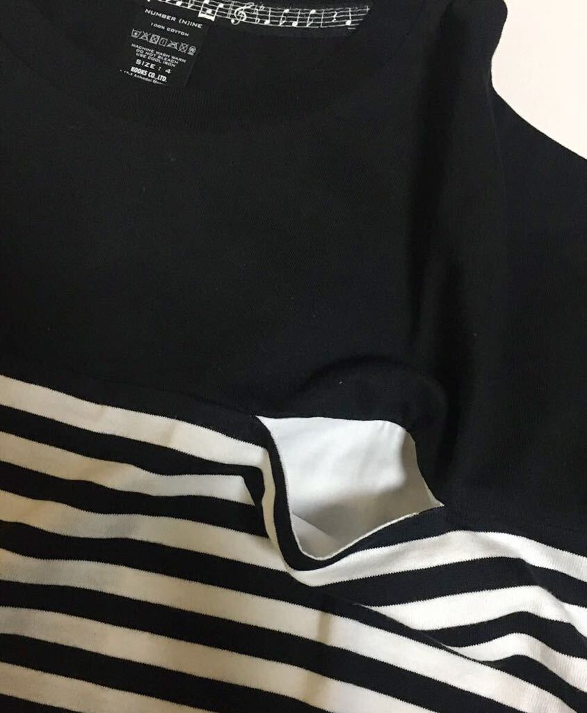NUMBER NINE PANEL STRIPED OVER T-SHIRT 新品 4 ナンバーナイン ボーダー Tシャツ WHITE BLACK BIG T オーバーサイズ border 半袖_画像4