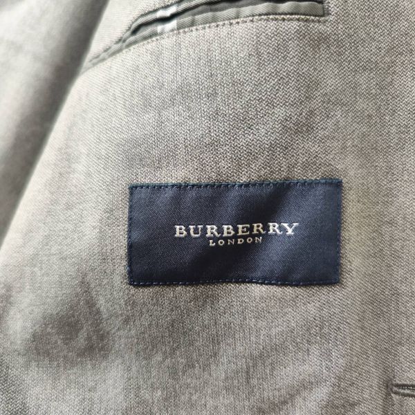 バーバリーロンドン BURBERRY LONDON テーラードジャケット デニム グレー サイズ38 背抜 ノバチェック コットン ストレッチ  の画像3