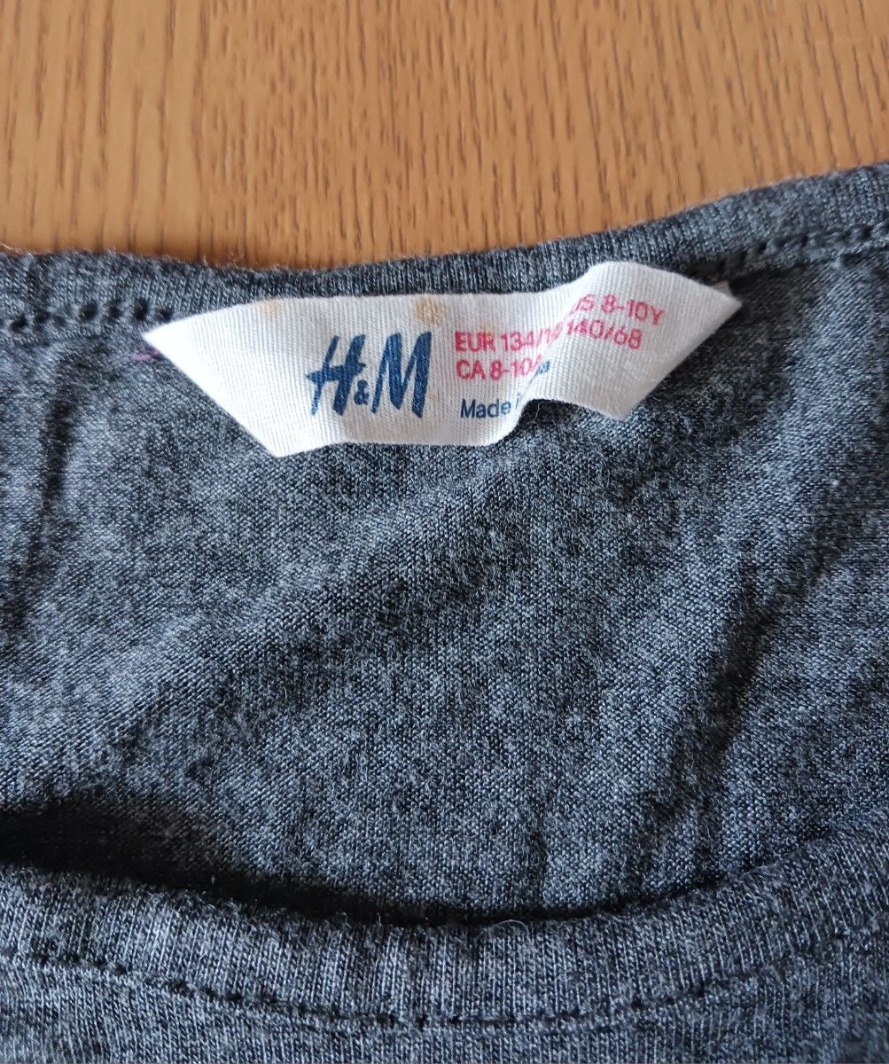 ワンピース ドッキング ひざ丈 グレー　女の子　スカート　チュニック　H&M