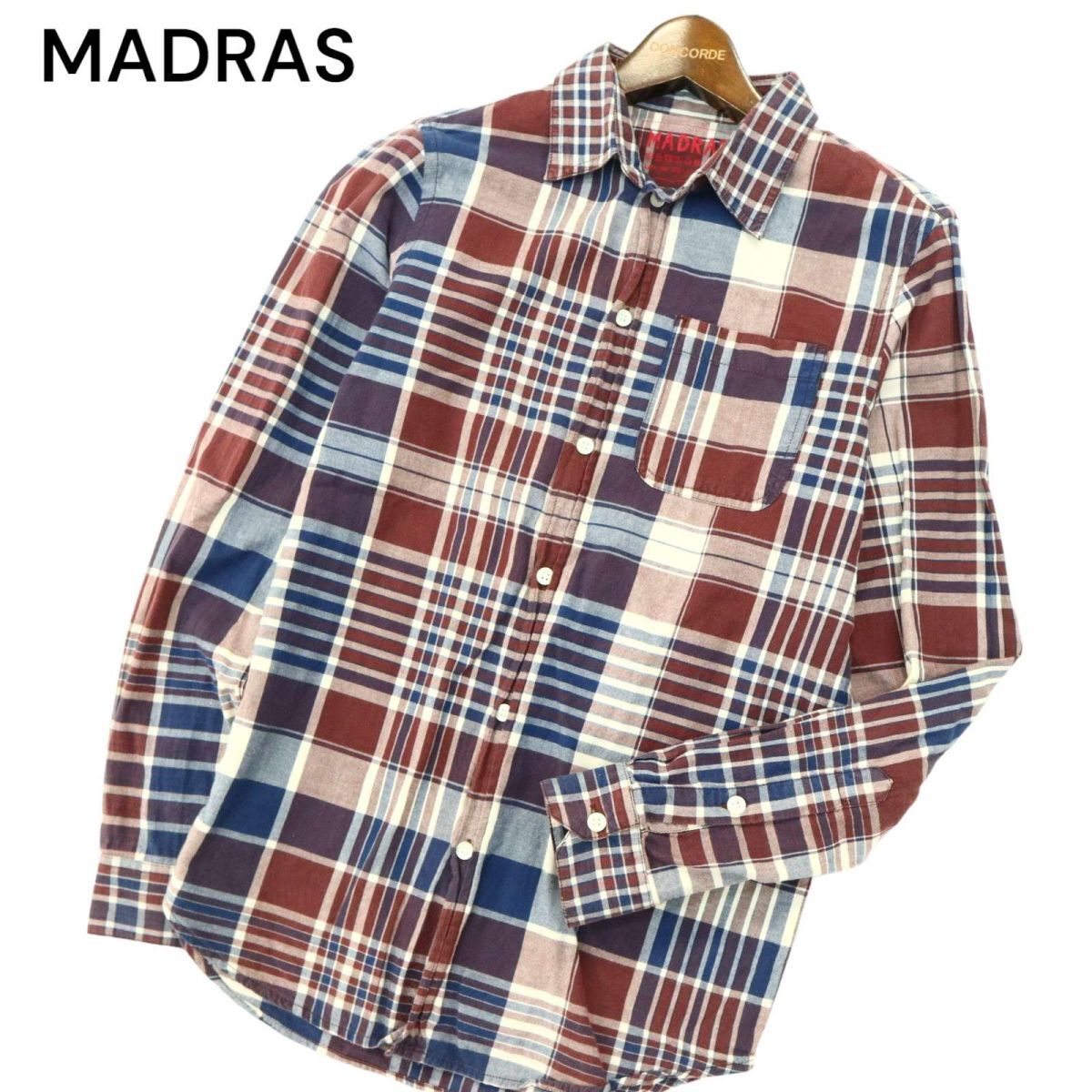 A.P.C. MADRAS アーペーセー マドラス 通年 インド綿★ 長袖 チェック シャツ Sz.XS　メンズ　A4T03387_4#C_画像1