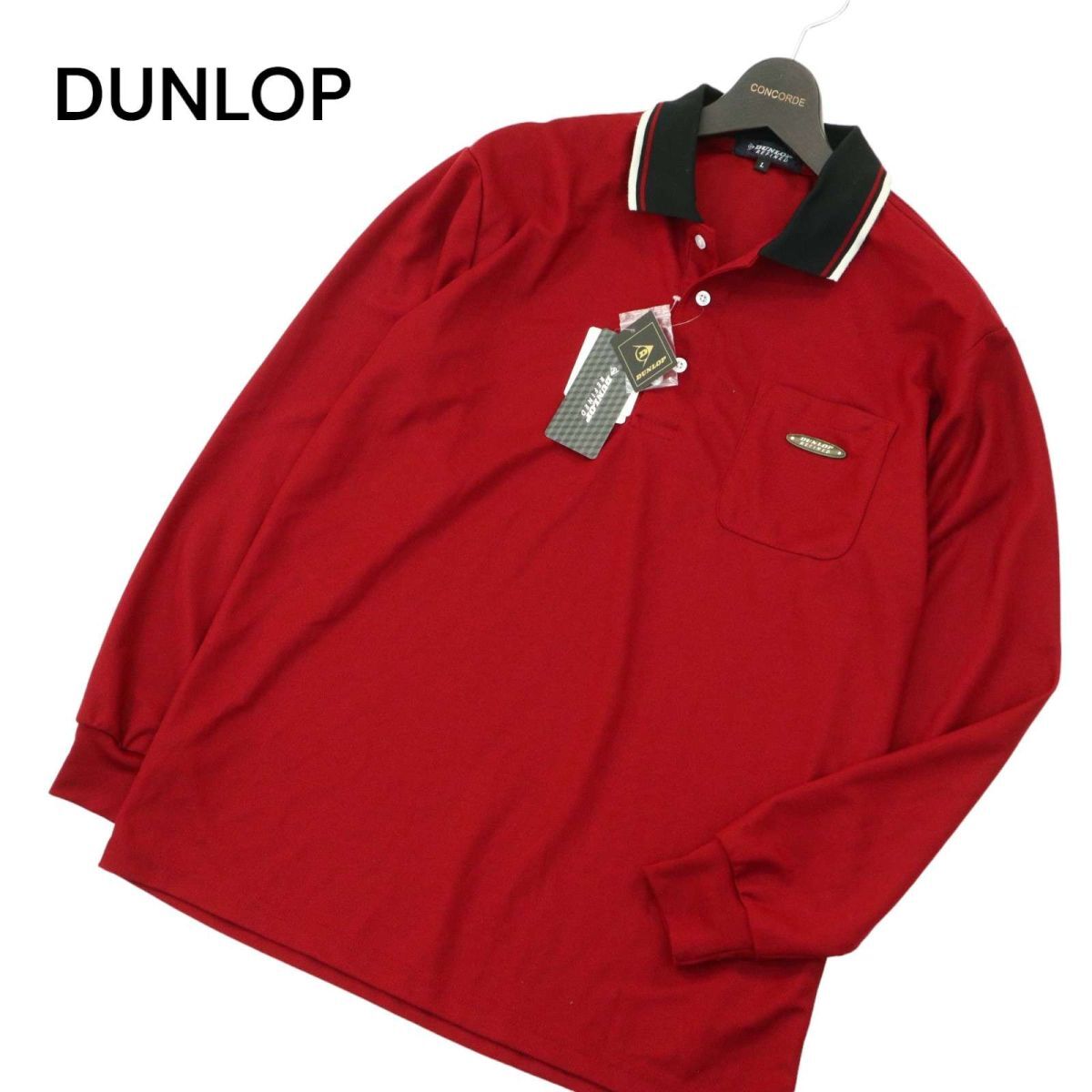 【新品 未使用】 DUNLOP ダンロップ 通年 ロゴ 長袖 ポロシャツ Sz.L メンズ ゴルフ A4T03464_4#Cの画像1