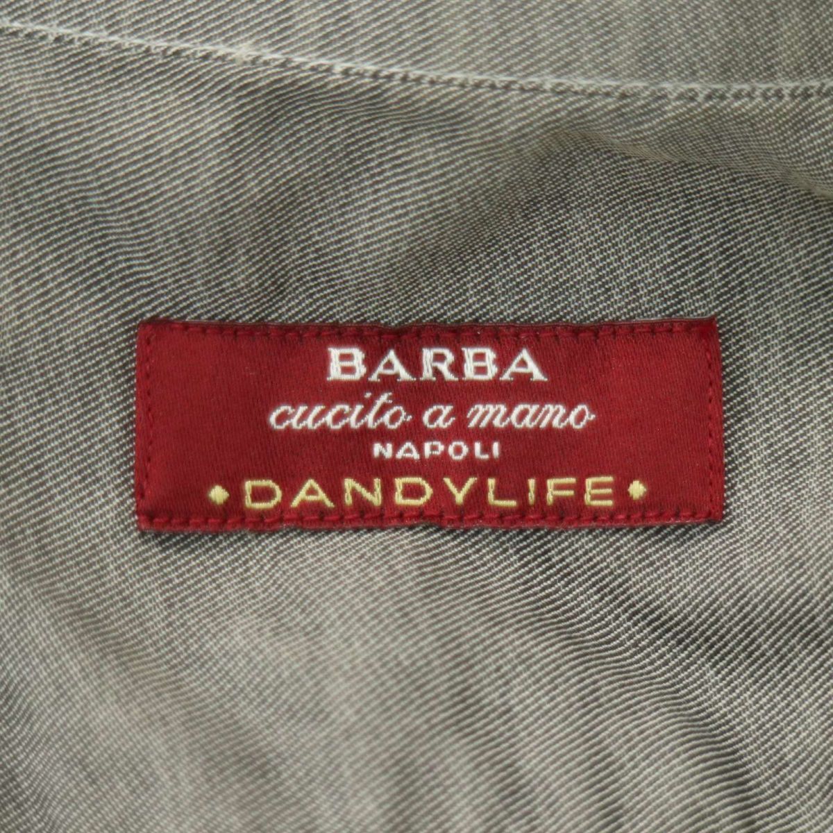 イタリア製★ BARBA バルバ 通年 長袖 ホリゾンタルカラー シャツ Sz.42 16 1/2 メンズ グレー 大きいサイズ A4T03508_4#Cの画像5