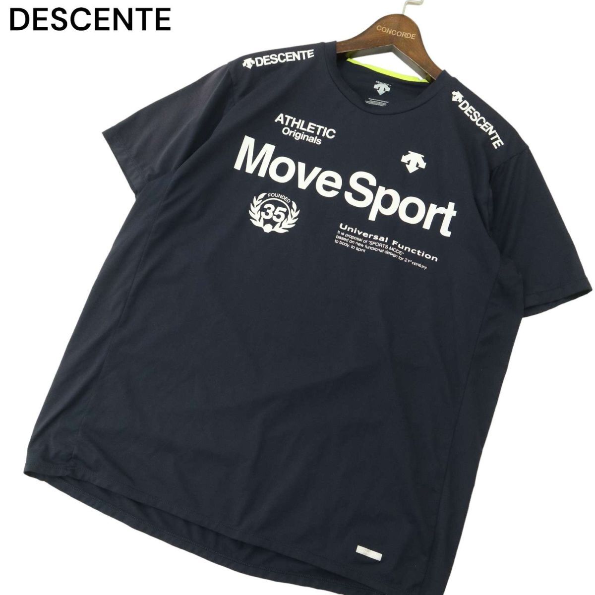 DESCENTE Descente Move Sport* Coolist D-Tec короткий рукав стрейч cut and sewn футболка Sz.O мужской темно-синий большой тренировка A4T03720_4#A