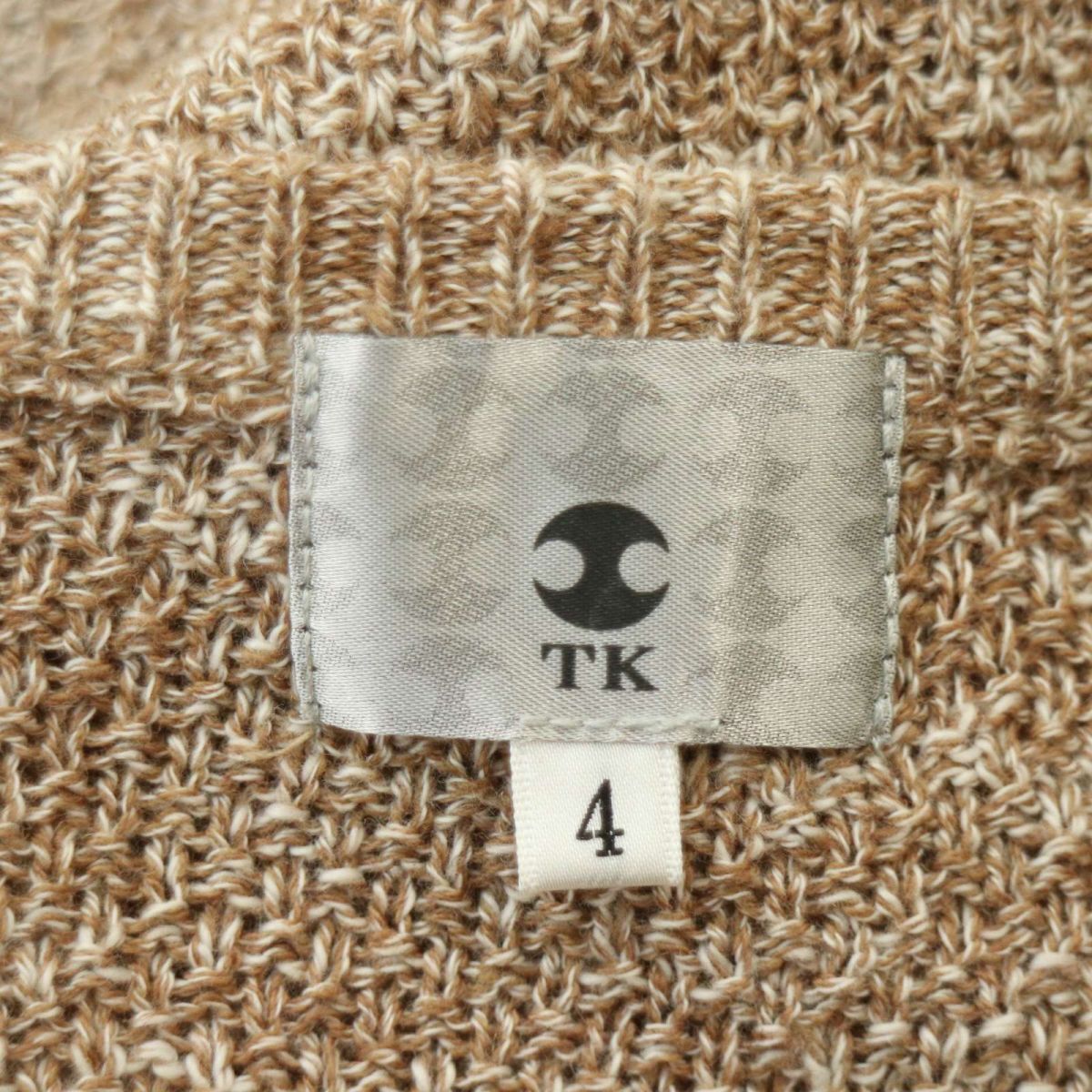 TK Takeo Kikuchi spring summer flax linen.* Alain braided short sleeves me Ran ji knitted cut and sewn T-shirt Sz.4 men's A4T03951_4#J