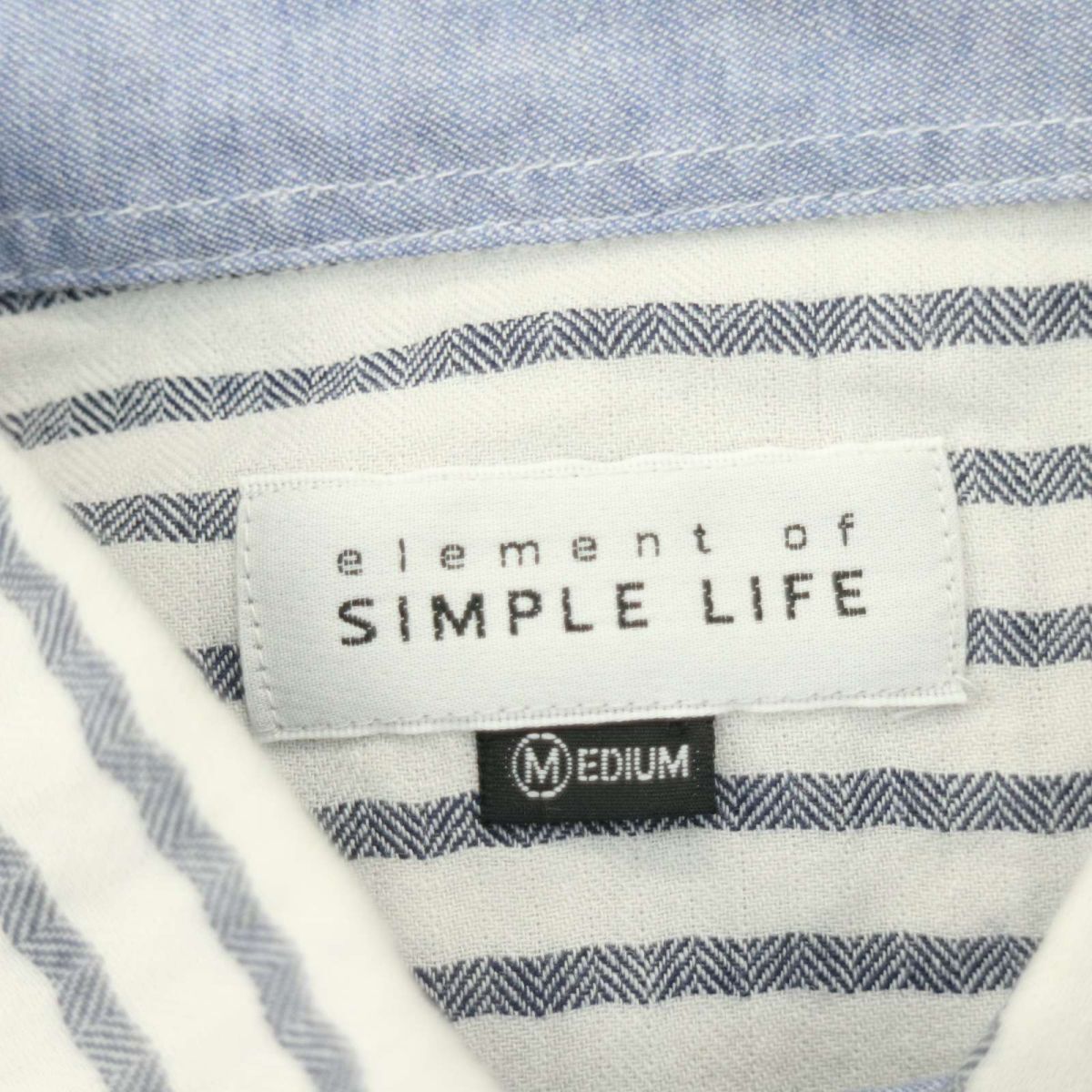 【新品 未使用】 SIMPLE LIFE シンプルライフ レナウン 春夏 ヘリンボーン ボーダー★ 7分袖 シャツ Sz.M　メンズ　A4T04428_4#A_画像7