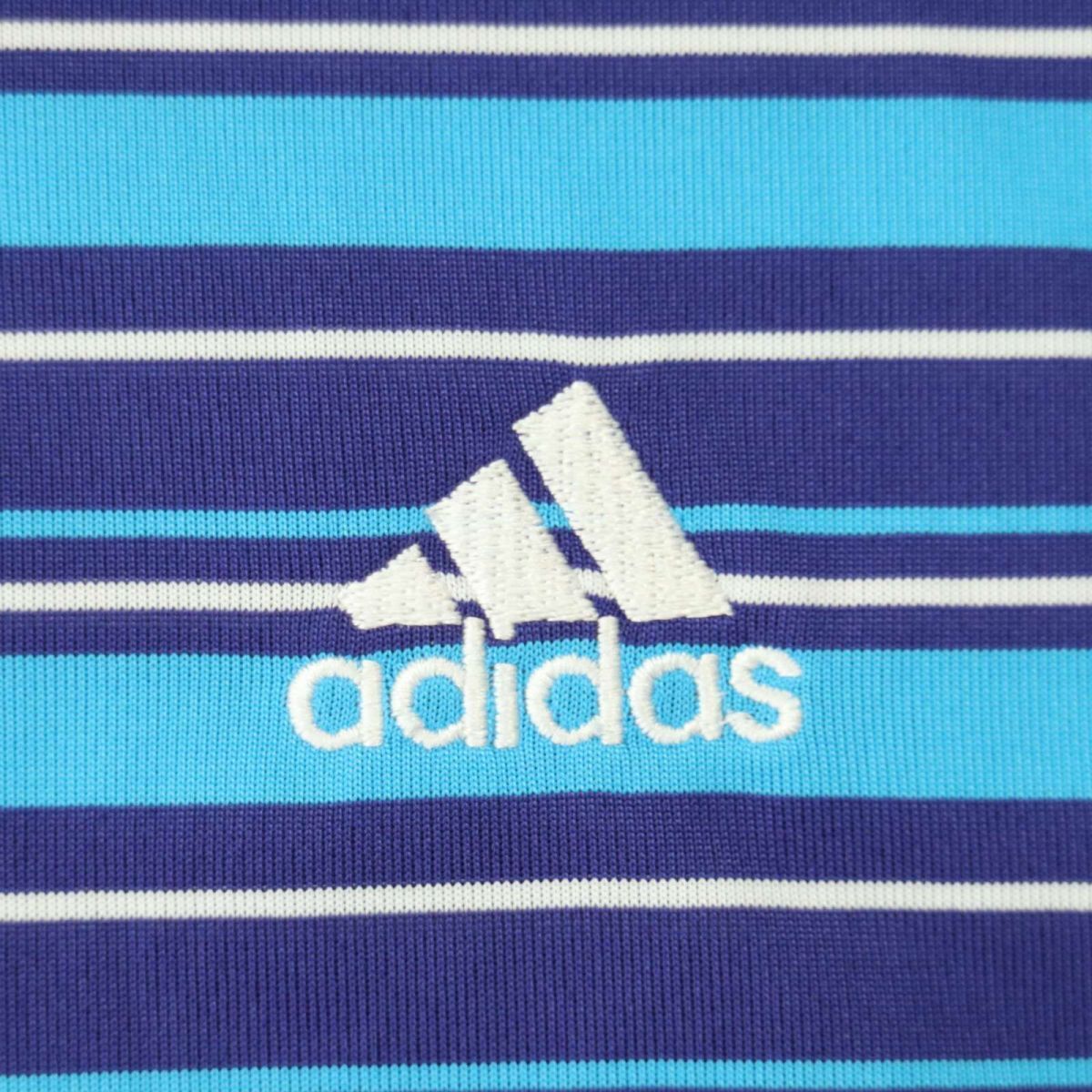 adidas GOLF アディダス ゴルフ 春夏 ロゴ刺繍★ ストレッチ 半袖 ボーダー ポロシャツ Sz.M　メンズ　A4T04389_4#A_画像3