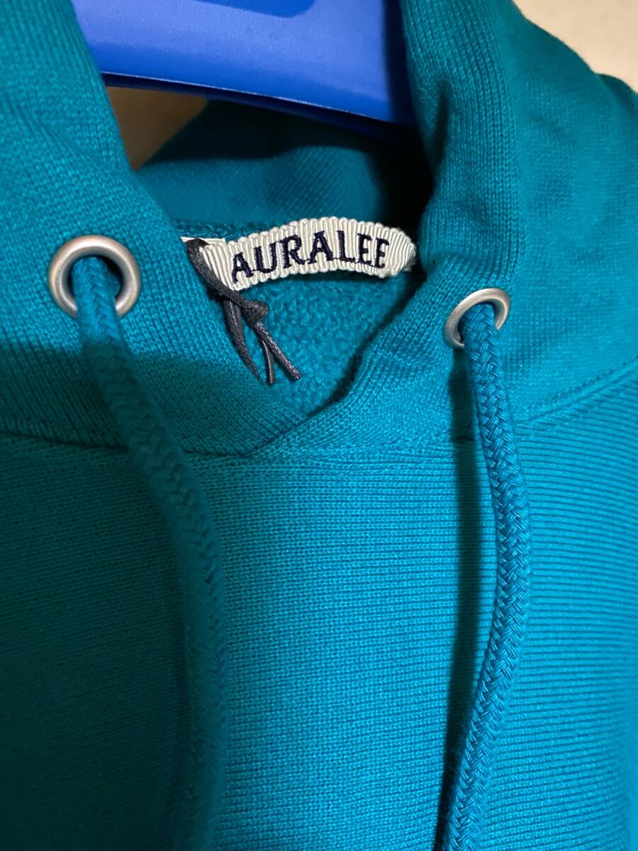 AURALEE・オーラリー・HIGH COUNT HEAVY SWEAT P/O PARKA・A22AP01HU・サイズ５・TEAL GREEN・未使用極美品・定価33,000円_画像3