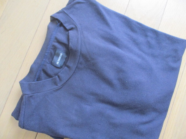 ■JIL SANDER / ジルサンダー ItalyT製 レディース 半袖 Tシャツ 濃紺 無地 サイズM_画像2