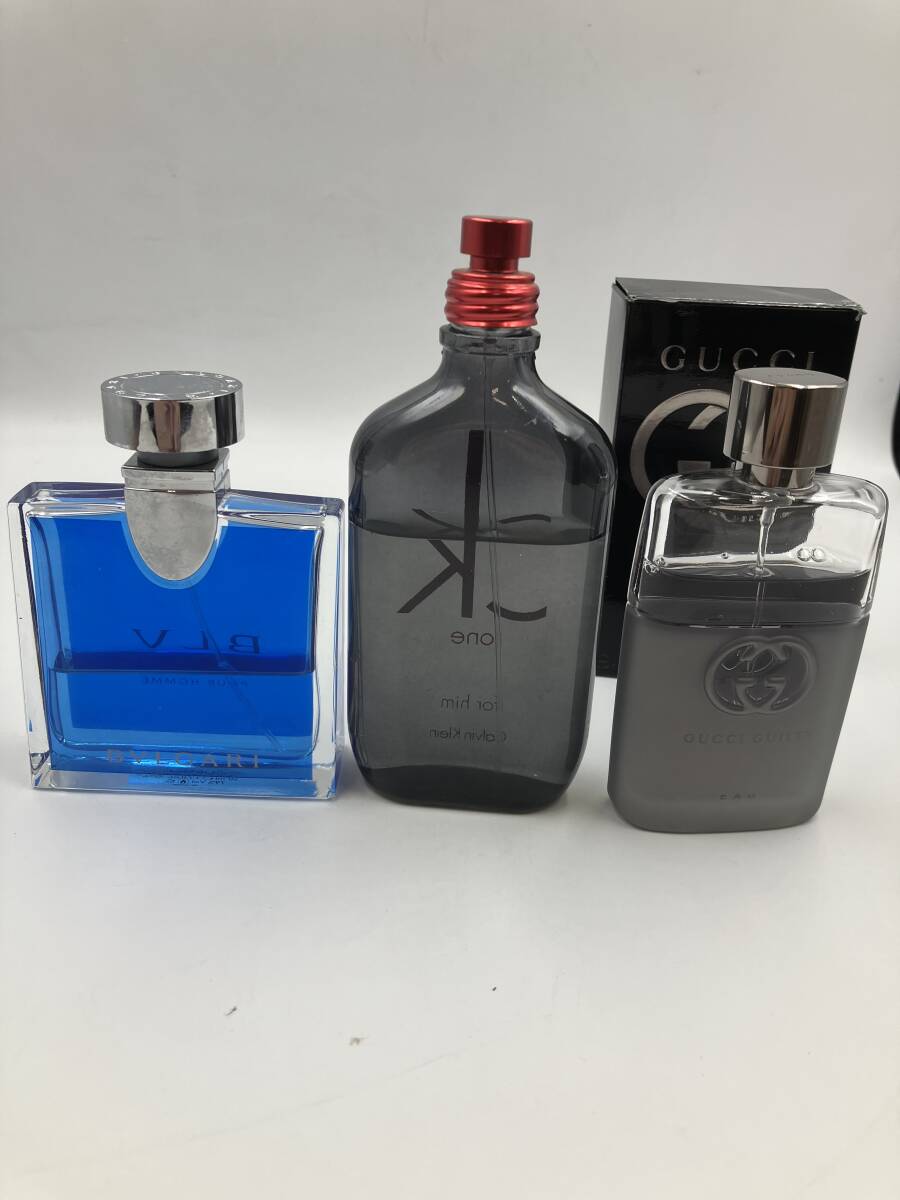 メンズ香水 3点 まとめ BVLGARI ブルガリ CK カルバンクライン グッチ メンズ GUCCI POUR HOMME 現状品 for him EAU Men's パフュームE506の画像3